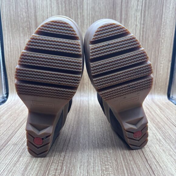 Hunter Platform Chunky Heel Boots Brown Suede Rubber Women’s Size 8 - Picture 6 of 7